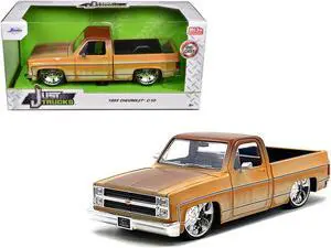 1985 Chevrolet C-10 Truck Yellow with Brown Top (Rusted) and JD3 Wheels "Just Trucks" Series 1/24 Die Cast Model Car by Jada