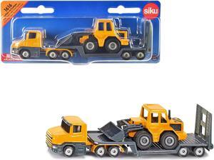 Truck with Low Loader Trailer and Front Loader Yellow Diecast Model by Siku