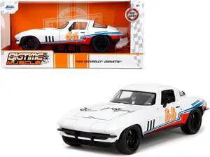 1966 Chevrolet Corvette #66 "Racing Spirit" White with Graphics "Bigtime Muscle" Series 1/24 Diecast Model Car by Jada