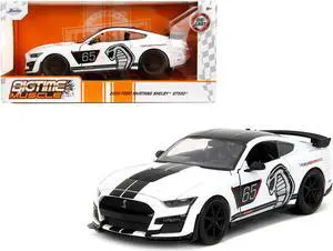 2020 Ford Mustang Shelby GT500 #65 White w/Black Top & Stripes Ford Performance "Bigtime Muscle" 1/24 Diecast Model Car by Jada