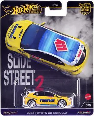 2023 Toyota GR Corolla "Rain X" Yellow "Slide Street 2" Series Diecast Model Car by Hot Wheels