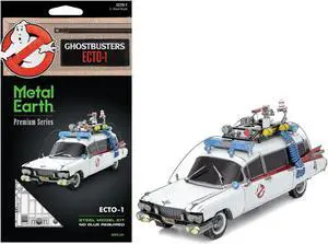 Model Kit Ecto-1 Car White "Ghostbusters" (1984) Movie (Challenging Difficulty) Steel Model by Metal Earth