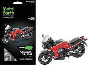 Model Kit Kawasaki GPz900R Motorcycle Red and Black (Challenging Difficulty) Steel Model by Metal Earth