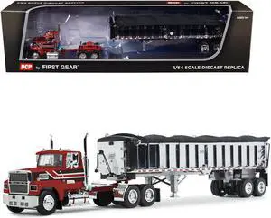 Ford LTL 9000 Day Cab with East End Dump Trailer Red and Black 1/64 Diecast Model by DCP/First Gear