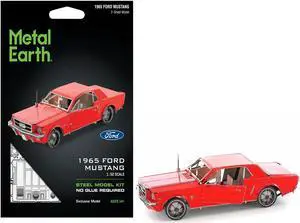 Model Kit 1965 Ford Mustang Red (Moderate Difficulty) Steel Model by Metal Earth
