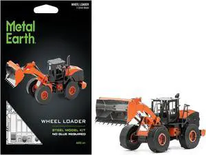 Model Kit Wheel Loader Orange and Black (Challenging Difficulty) Steel Model by Metal Earth