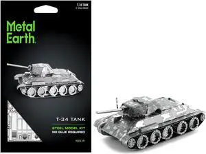 Model Kit Soviet T-34 Tank (Moderate Difficulty) Steel Model by Metal Earth