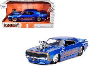 1969 Chevrolet Camaro "Earthshaker" Candy Blue with Gold Stripe "Bigtime Muscle" 1/24 Diecast Model Car by Jada