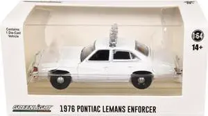 1976-77 Pontiac LeMans Enforcer White with Light Bar "Hot Pursuit - Hobby Exclusive" Series 1/64 Diecast Model Car by Greenlight
