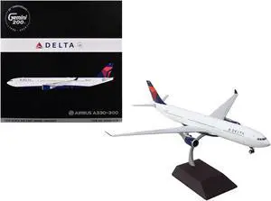 Airbus A330-300 Commercial Aircraft "Delta Air Lines" White with Blue and Red Tail 1/200 Diecast Model Airplane by GeminiJets