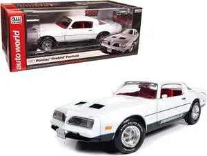1977 Pontiac Firebird Formula Cameo White with Red Interior "American Muscle" Series 1/18 Diecast Model Car by Auto World
