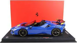 Ferrari SF90 XX Spider Dino Azzurro Blue with DISPLAY CASE Limited Edition to 240 pieces Worldwide 1/18 Model Car by BBR