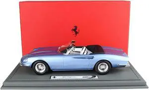 1966 Ferrari 365 California Convertible S/N 08347 "Geneve Motor Show" Light Blue Metallic w/DISPLAY CASE 1/18 Model Car by BBR