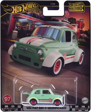 1960's Fiat 500 D Modificado Light Green with Stripes "Boulevard" Series Diecast Model Car by Hot Wheels