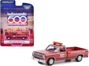 1987 Dodge Ram D-250 Pickup Truck "500 Mile Race Dodge Official Truck" Red with Stripes 1/64 Diecast Model Car by Greenlight