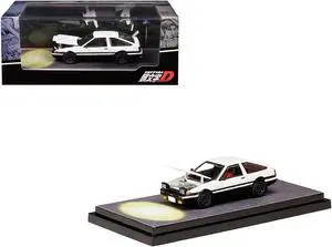 Toyota Sprinter Trueno (AE86) RHD White and Black "Engine Mounted Model VS Wataru Akiyama" 1/64 Diecast Model Car by Hobby Japan