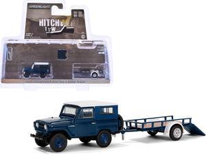 1961 Nissan Patrol Blue with White Top and Utility Trailer "Hitch & Tow Series" 311/64 Diecast Model Car by Greenlight