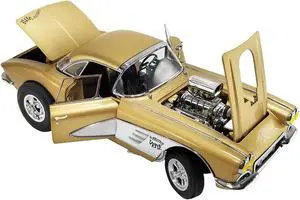 1961 Chevrolet Corvette Gasser "Rat Fink's The Fugitive Vette" Gold Metallic Limited Edition 1/18 Diecast Model Car by ACME