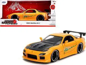 1993 Mazda RX-7 "HKS Power" Yellow with Carbon Hood "JDM Tuners" Series 1/24 Diecast Model Car by Jada