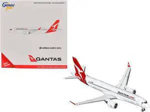 Airbus A220-300 Commercial Aircraft "QantasLink" (VH-X4B) White with Red Tail 1/400 Diecast Model by GeminiJets