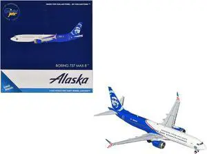 Boeing 737 MAX 8 Commercial Aircraft "Alaska Airlines - Honoring Those Who Serve" White & Blue 1/400 Diecast Model by GeminiJets