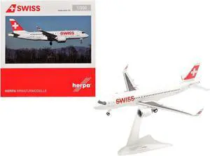 Airbus A220-100 Commercial Aircraft "Swiss International Air Lines" (HB-JBH) White with Red Tail 1/200 Diecast Model by Herpa