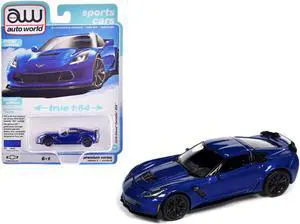 2019 Chevrolet Corvette Z06 Elkhart Lake Blue Metallic "Sports Cars" Series 1/64 Diecast Model Car by Auto World