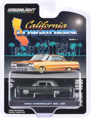 1964 Chevrolet Bel Air Dark Gray Metallic & Silver Metallic "California Lowriders" Series 6 1/64 Diecast Model Car by Greenlight