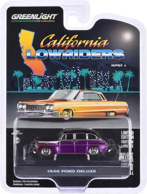 1946 Ford Fordor Super Deluxe Dark Purple Metallic & Black "California Lowriders" Series 6 1/64 Diecast Model Car by Greenlight