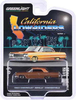 1963 Chevrolet Impala SS Convertible (Top Up) Bronze Met "California Lowriders" Series 6 1/64 Diecast Model Car by Greenlight