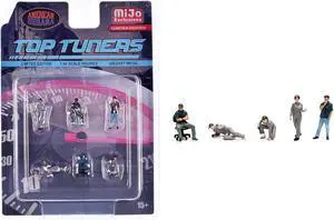 "Top Tuners" 6 piece Diecast Figure Set (5 Figures,1 Chair) Limited Edition for 1/64 Scale Models by American Diorama