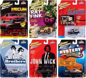 Pop Culture 2024 Set of 6 Cars Release 2 1/64 Diecast Model Cars by Johnny Lightning