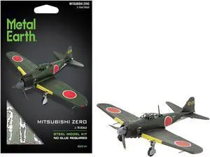 Mitsubishi A6M Zero Fighter Aircraft "World War II" Imperial Japanese Navy (Moderate Difficulty) Steel Model Kit by Metal Earth