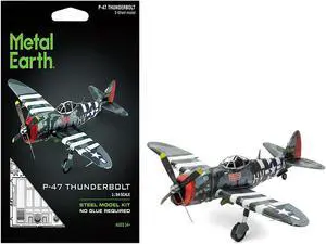 Republic P-47 Thunderbolt Fighter Aircraft "The Jug" US Army Air Forces (Moderate Difficulty) Steel Model Kit by Metal Earth