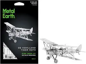 Model Kit De Havilland Tiger Moth Trainer Aircraft (Moderate Difficulty) Steel Model by Metal Earth