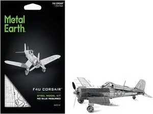 Model Kit Vought F4U Corsair Fighter Aircraft "United States Navy" (Moderate Difficulty) Steel Model by Metal Earth