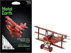 Model Kit Fokker Dr.I Triplane Fighter Aircraft "Red Baron" German Air Force (Moderate Difficulty) Steel Model by Metal Earth