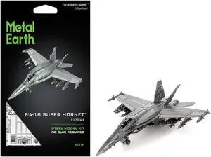 Model Kit Boeing F/A-18 Super Hornet Fighter Aircraft "United States Navy" (Moderate Difficulty) Steel Model by Metal Earth