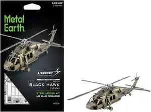 Model Kit Sikorsky Black Hawk Helicopter "United States Army" (Moderate Difficulty) Steel Model by Metal Earth