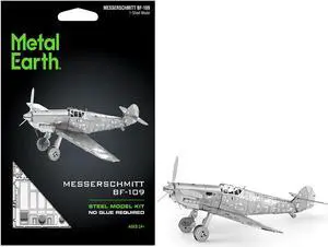 Model Kit Messerschmitt BF-109 Fighter Aircraft "German Luftwaffe" (Moderate Difficulty) Steel Model by Metal Earth