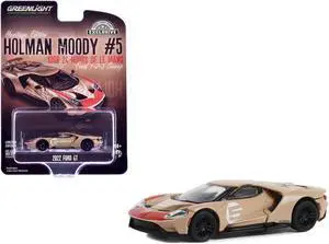 2022 Ford GT Heritage Edition #5 "1966 24 Hours of Le Mans" Gold Metallic with Red 1/64 Diecast Model Car by Greenlight