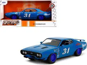 1972 Plymouth GTX #34 Blue with Graphics "Bigtime Muscle" Series 1/24 Diecast Model Car by Jada