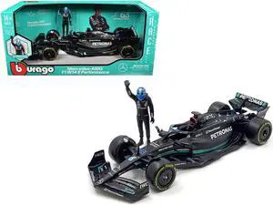 Mercedes-AMG W14 E Performance #63 "Petronas" F1 World Championship (2023) with Driver Figure 1/24 Diecast Model Car by Bburago