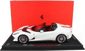 Ferrari 812 Competizione Aperta Bianco Italia Matt White with Red & Red Interior with DISPLAY CASE Ltd Ed 1/18 Model Car by BBR