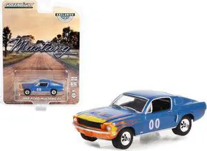 1968 Ford Mustang GT Fastback #00 Blue Metallic w/Flames Graphics "Hobby Exclusive" Series 1/64 Diecast Model Car by Greenlight