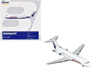 BAC 111-200 Commercial Aircraft "Braniff International Airways" White w/Blue Tail "Gemini 200" 1/200 Diecast Model by GeminiJets