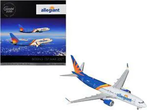 Boeing 737 MAX 8 Commercial Aircraft "Allegiant Air" (N810MG) White and Blue with Graphics 1/200 Diecast Model by GeminiJets