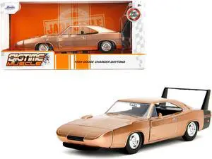 1969 Dodge Charger Daytona Bronze Metallic with Black Tail Stripe "Bigtime Muscle" Series 1/24 Diecast Model Car by Jada