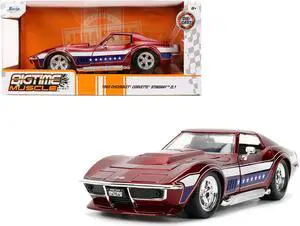 1969 Chevrolet Corvette Stingray ZL1 Red Metallic w/Stars and Stripes Graphics "Bigtime Muscle" 1/24 Diecast Model Car by Jada