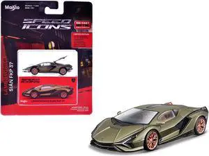 Lamborghini Sian FKP 37 Green Metallic "Speed Icons" Series 1/64 Diecast Model Car by Maisto